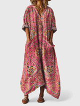 Chathumi - Elegantes Kleid Mit Aufdruck – Rosa