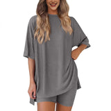 Rikke - Kurzen Ärmeln Zweiteiliges Set – Grau