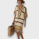 Calys – Lockeres Kaftankleid mit Strandcharme – Beige