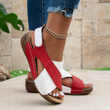 Angelie - Bequeme Damen-Keilschuhe in Schwarz und Weiß – Rot