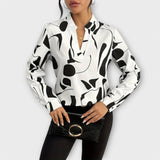 Celine | Bluse mit Geo-Design – Weiß