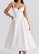 Isabelle - Fließendes französisches Netzkleid – Weiß