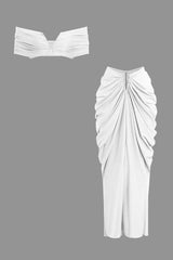 Desiree | Elegantes Off-Shoulder-Set mit Drapierung – Weiß