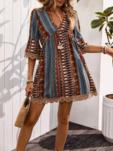 Xyrenia – Bohemian-Minikleid im Vintage-Stil – Mehrfarbig