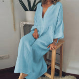 Cassandra - Damen Leinenblusenkleid – Blau
