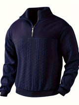 Roman | Eleganter Vintage-Pullover mit Reißverschluss – Blau