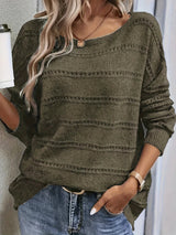 Lila strickpullover mit langen armeln – mia – Armeegrün