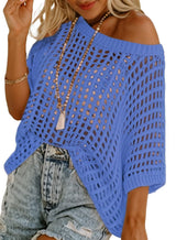 Danae – Lässiges Häkel-Top Mit Aussparungen – Blau