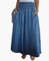 Damen Weite Hose Rock Eleganter Boho-Stil mit Hoher Taille und Weiten Beinen – Perfekt für Alltag und Urlaub – Blau