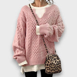 Marielle – Strickpullover mit V-Ausschnitt – Rosa