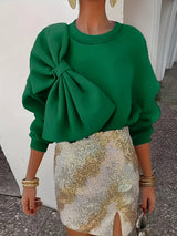 Delfine | Stylisches Sweatshirt mit großer Schleife – Dunkelgrün