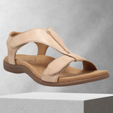 FunStep - Schnalle Leder flach Sandalen – Beige