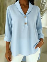 Claire - Bluse mit weicher Haptik und V-Ausschnitt – Hellblau