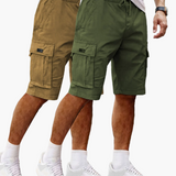 Herren-Cargoshorts im 2er-Pack mit Taschen, bequeme Passform – Armeegrün | Khaki