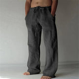 Anton - Einfarbige Herren-Freizeithose aus Leinen – Schwarz