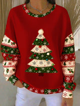 Lotte - Weihnachts-Pullover mit Weihnachtsbaumdruck – Mehrfarbig