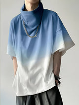 Esmeralda | Stylisches Gradient Cowl Neck T-Shirt – Blau