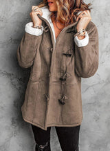 Damen Fleece Jacke mit Kapuze | Winter – Khaki