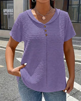 Quintessa - V-Ausschnitt-Bluse mit Knopfdetail – Lila
