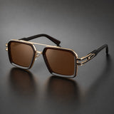 Eckige Damen-Sonnenbrille mit Doppelsteg – Dunkelbraun