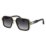 Eckige Damen-Sonnenbrille mit Doppelsteg – Schwarz & Gold