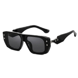 Eckige Damen-Sonnenbrille mit Muster und Nieten – Schwarz