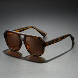 Eckige Herren-Sonnenbrille mit Doppelsteg – Schildpattbraun