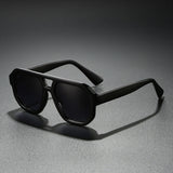 Eckige Herren-Sonnenbrille mit Doppelsteg – Mitternachtsschwarz