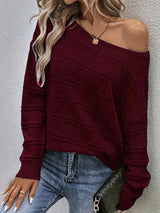Lila strickpullover mit langen armeln – mia – Burgund