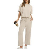 Shirona - Lässiges Oberteil Und Hose Zweiteiliges Set – Beige