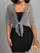 Skyla - Elegante Bluse mit offener Vorderseite für Damen – Hellgrau