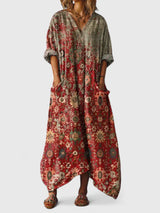 Chathumi - Elegantes Kleid Mit Aufdruck – Rot