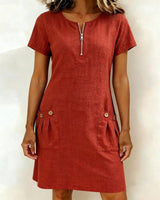 Dariae - A-Linien-Kleid aus Leinenmix – Rot