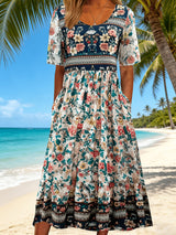 Jeeni – Kurzärmeliges Kleid Mit Blumenmuster – Weiß