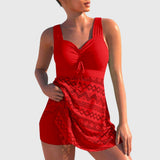Isabella | Zweiteiliger Badeanzug mit Rock – Rot
