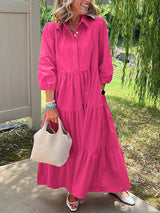 Amara | Maxi Kleid aus Baumwolle für den Alltag – Pink