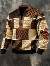 Orvis - Strukturiertes Half-Zip-Sweatshirt – Braun