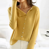 Strickjacke Damen Knopfleiste Langarm | Klassisch Leicht – Gelb
