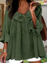 Garbine – Elegante Bluse Mit Rüschen Am Ausschnitt – Armeegrün