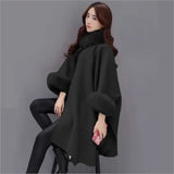 Elegante Damenjacke aus Wolle mit Cape – Schwarz