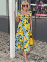 Limone – Sommerkleid mit Zitronenprint – Blau und Gelb