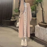 Yassi – Lange Strickjacke aus Kaschmir – Hellrosa