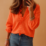 Damen Bluse | Rüschenakzent und komfortable Passform – Orange