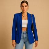 Damenjacke in Blazerausrichtung | Gerade Form – Blau
