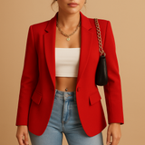 Damenjacke in Blazerausrichtung | Gerade Form – Rot