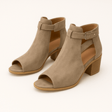 Liora - Orthopädische Damen-Stiefeletten mit Blockabsatz und Cut-Out – Beige