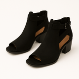 Liora - Orthopädische Damen-Stiefeletten mit Blockabsatz und Cut-Out – Schwarz