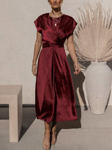 Feline | Wunderschönes, Elegantes Midi-Abendkleid – Rot