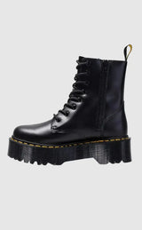 Ella | Elegante Plateaustiefel aus Leder – Stilvolle Schuhe mit Komfort – Schwarz