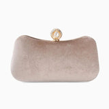 Elise | Samt-Clutch mit Perlenverschluss & Gold-Details – Elegante Abendtasche für Damen – Aprikose